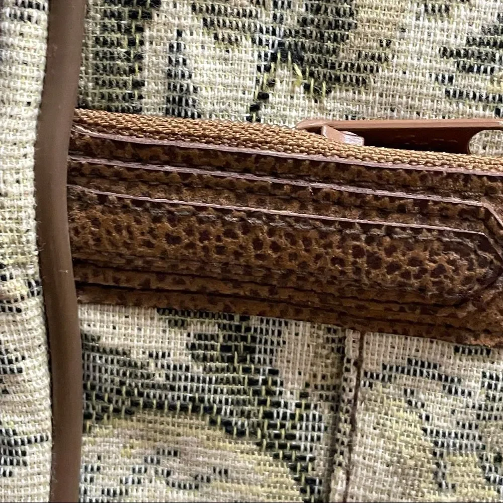 Vintage Verdi Tapestry Carryon Messenger Laptop Bag Cream Brown and Green Floral